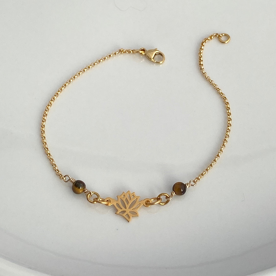 Lotus with Tiger Eye Bracelet