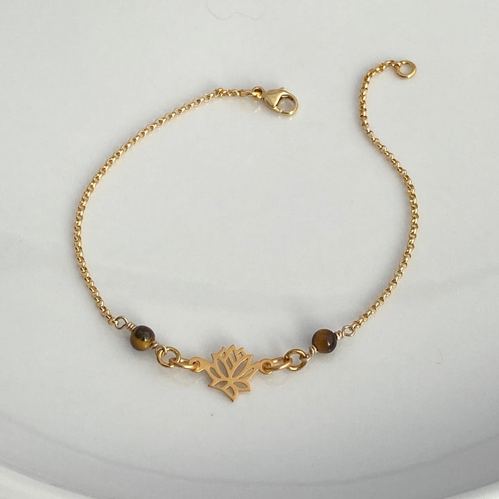 Lotus with Tiger Eye Bracelet