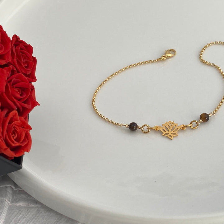 Lotus with Tiger Eye Bracelet