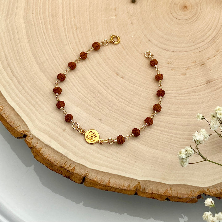 Rudraksh and Om Bracelet in Gold