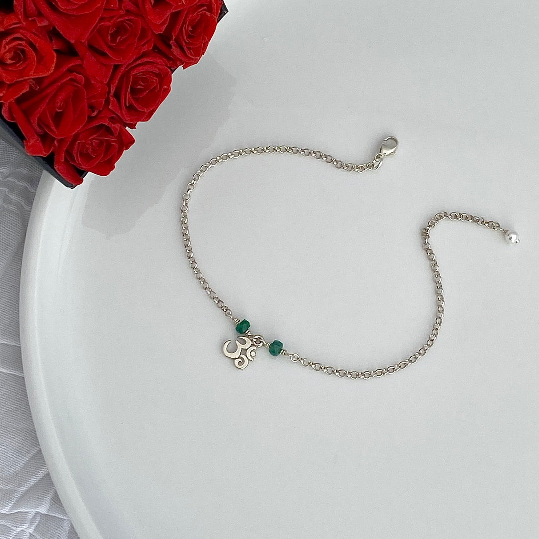 Om Bracelet with Emerald