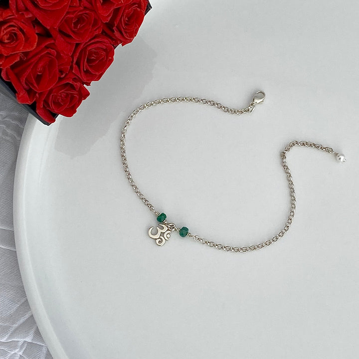 Om Bracelet with Emerald