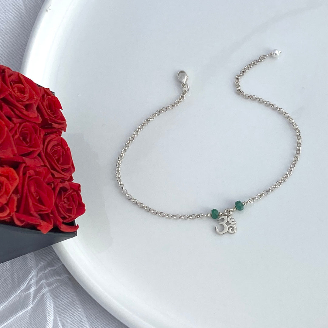 Om Bracelet with Emerald