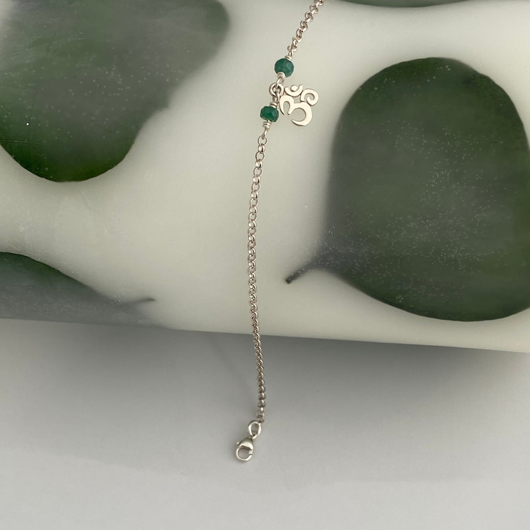 Om Bracelet with Emerald