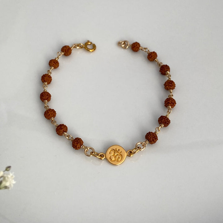 Rudraksh and Om Bracelet in Gold