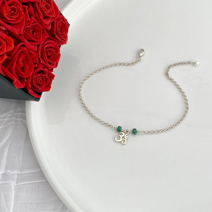 Om Bracelet with Emerald