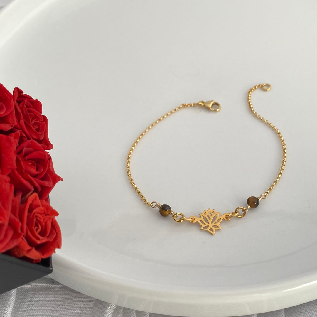Lotus with Tiger Eye Bracelet