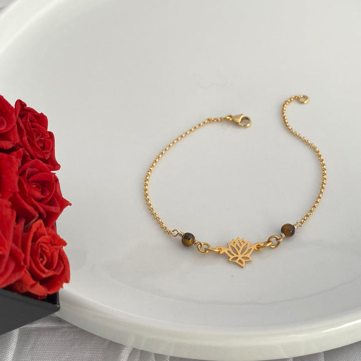 Lotus with Tiger Eye Bracelet