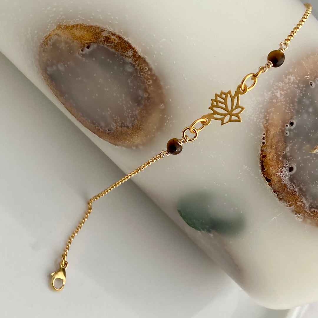 Lotus with Tiger Eye Bracelet