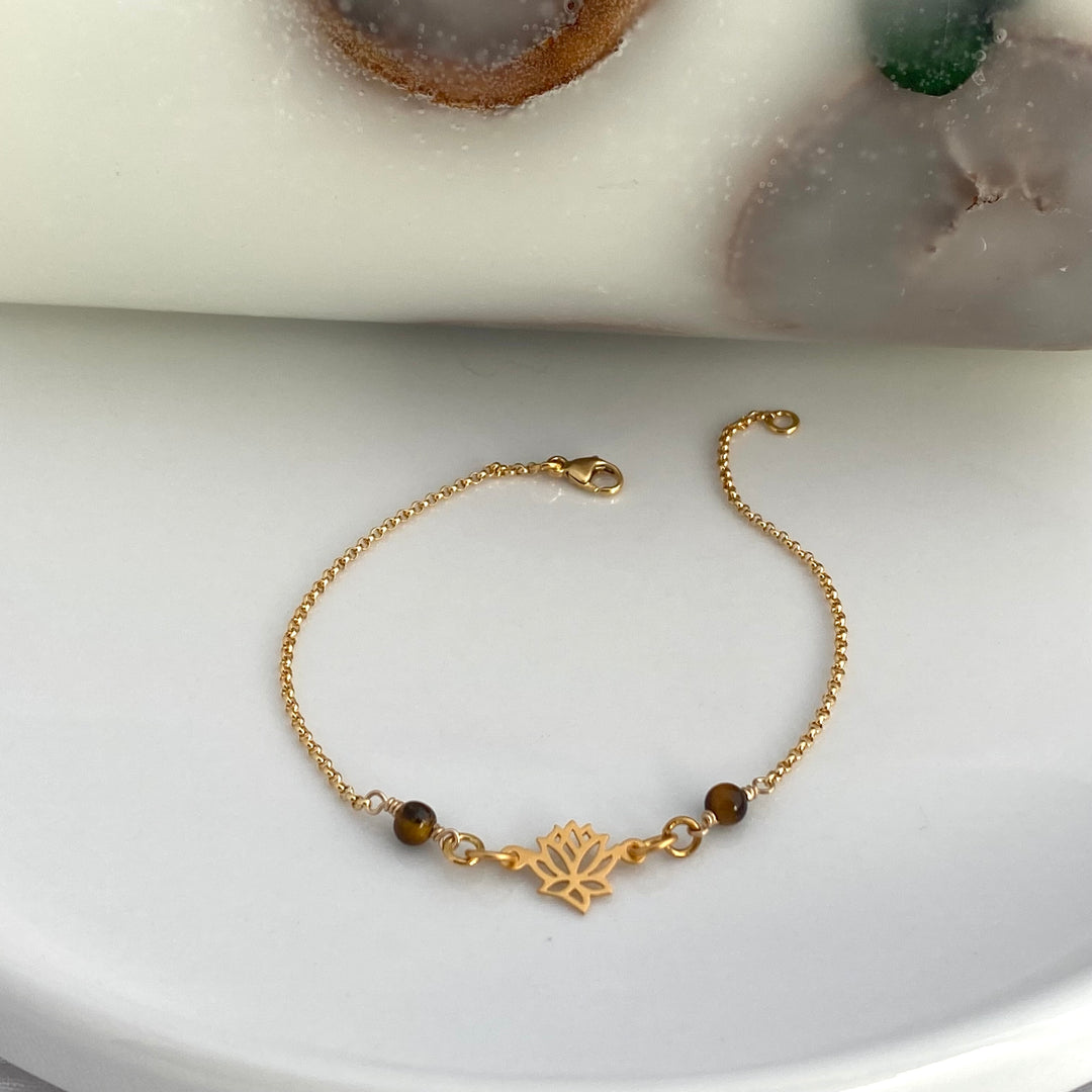 Lotus with Tiger Eye Bracelet