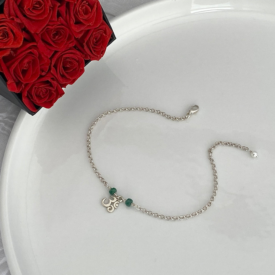 Om Bracelet with Emerald