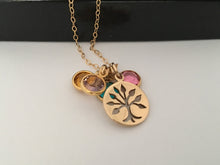 Load image into Gallery viewer, Tree Charm Gold Necklace With Birthstones
