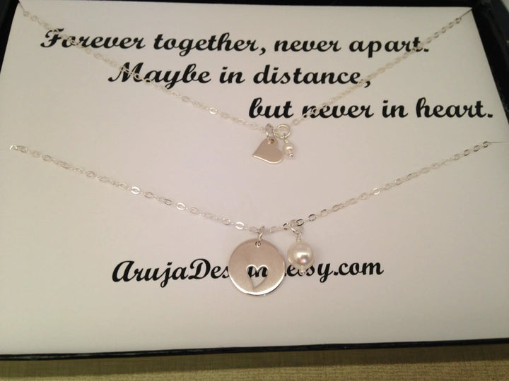Mother Daughter Necklace Set,Cut-out Heart Necklace,Tiny Heart,mother daughter jewelry,mother daughter set,silver heart necklace,jewelry set