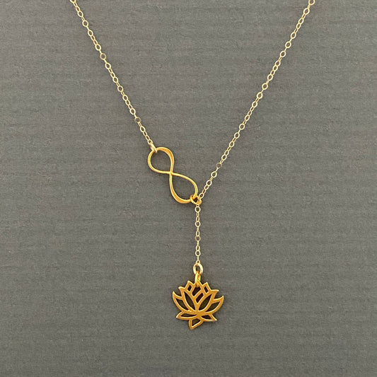 Infinity Lotus Lariat Necklace