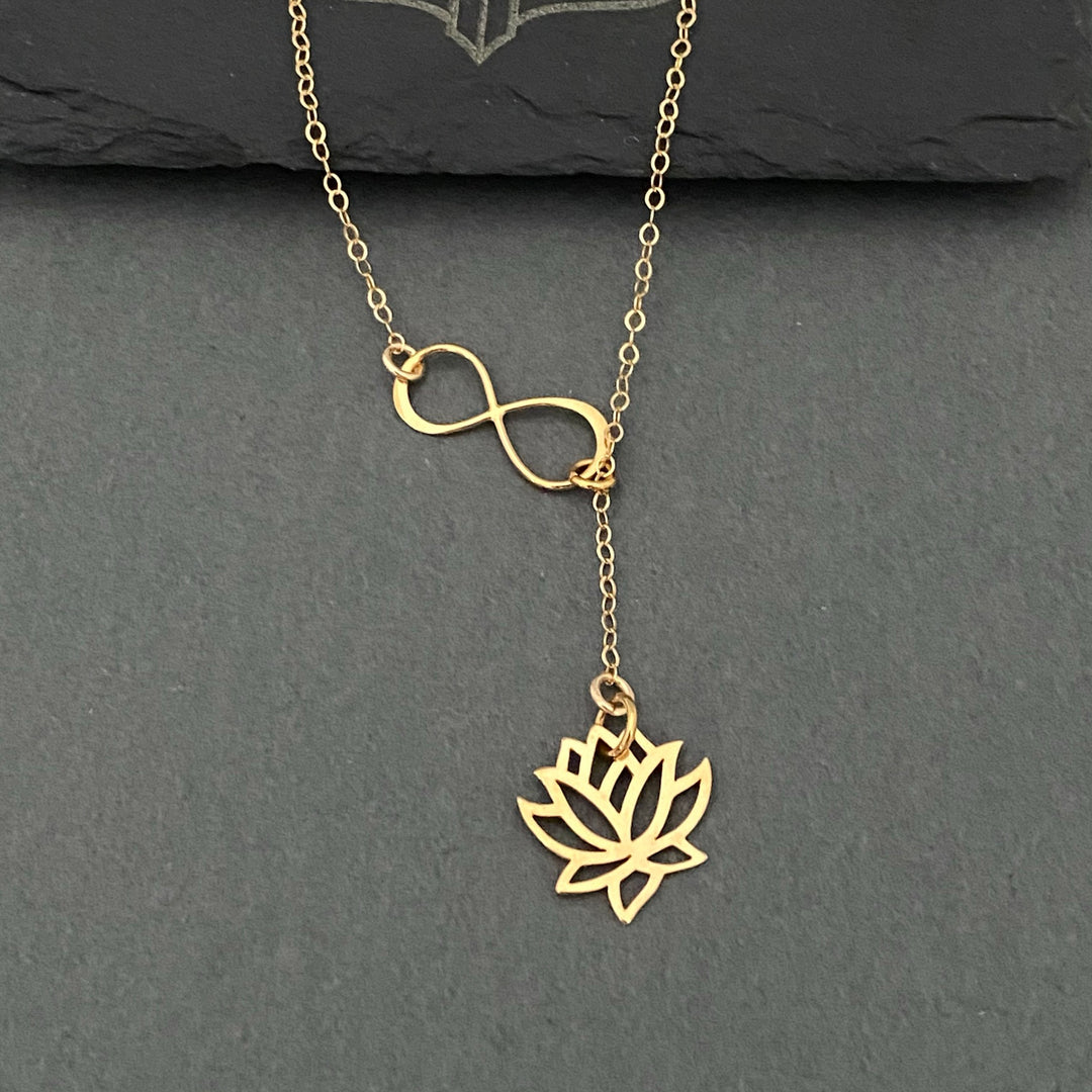 Infinity Lotus Lariat Necklace