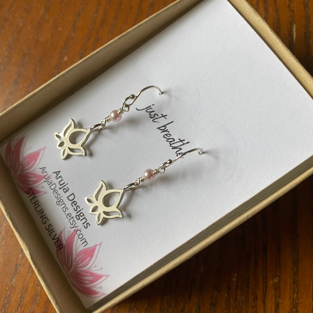 Lotus flower Earrings with Pearl