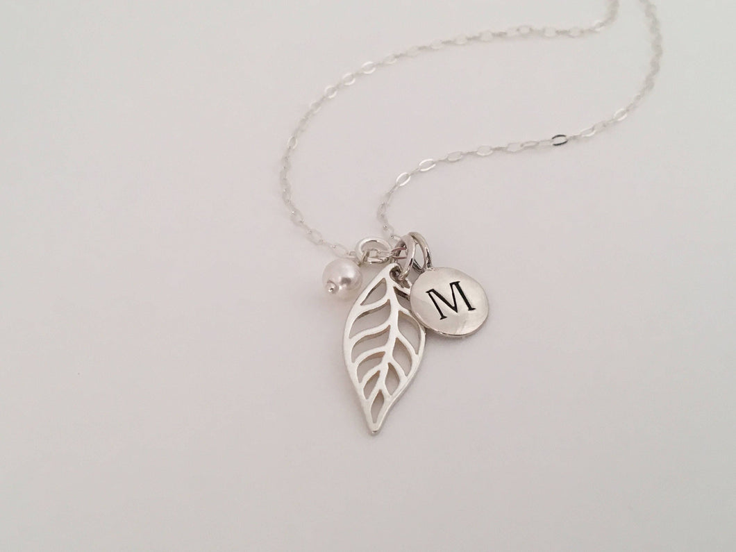 Personalized Sterling silver Leaf necklace, modern jewelry, dainty necklace, leaf charm necklace, leaf pendant jewelry, contemporary designs
