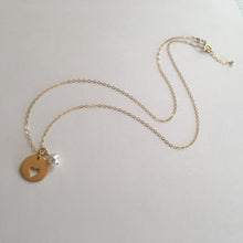 Load image into Gallery viewer, Mother Daughter cut-out heart Gold Necklace Set
