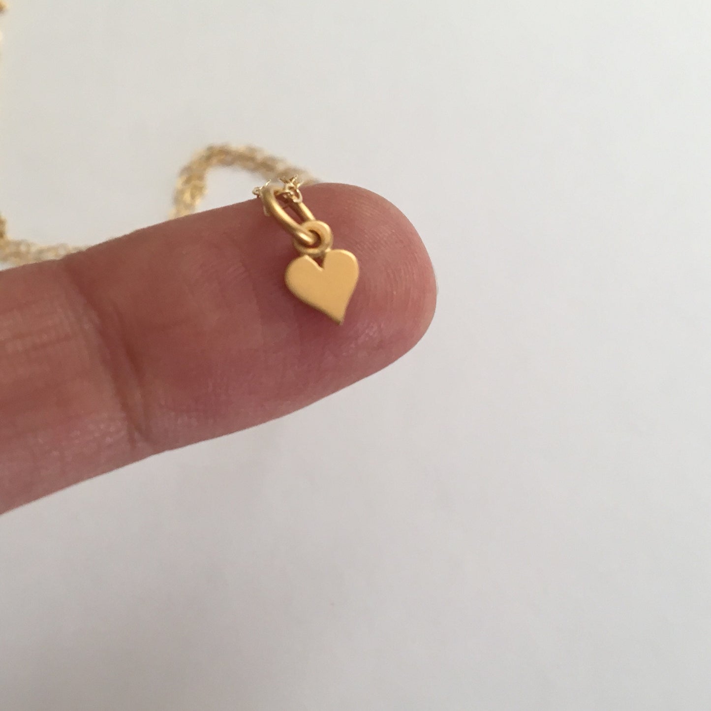 Tiny gold heart necklace with pearl or birthstone
