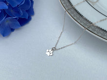 Load image into Gallery viewer, Paw print necklace, sterling silver charm necklace, dog mom or cat mom gift, pet loss, memory necklace, paw necklace
