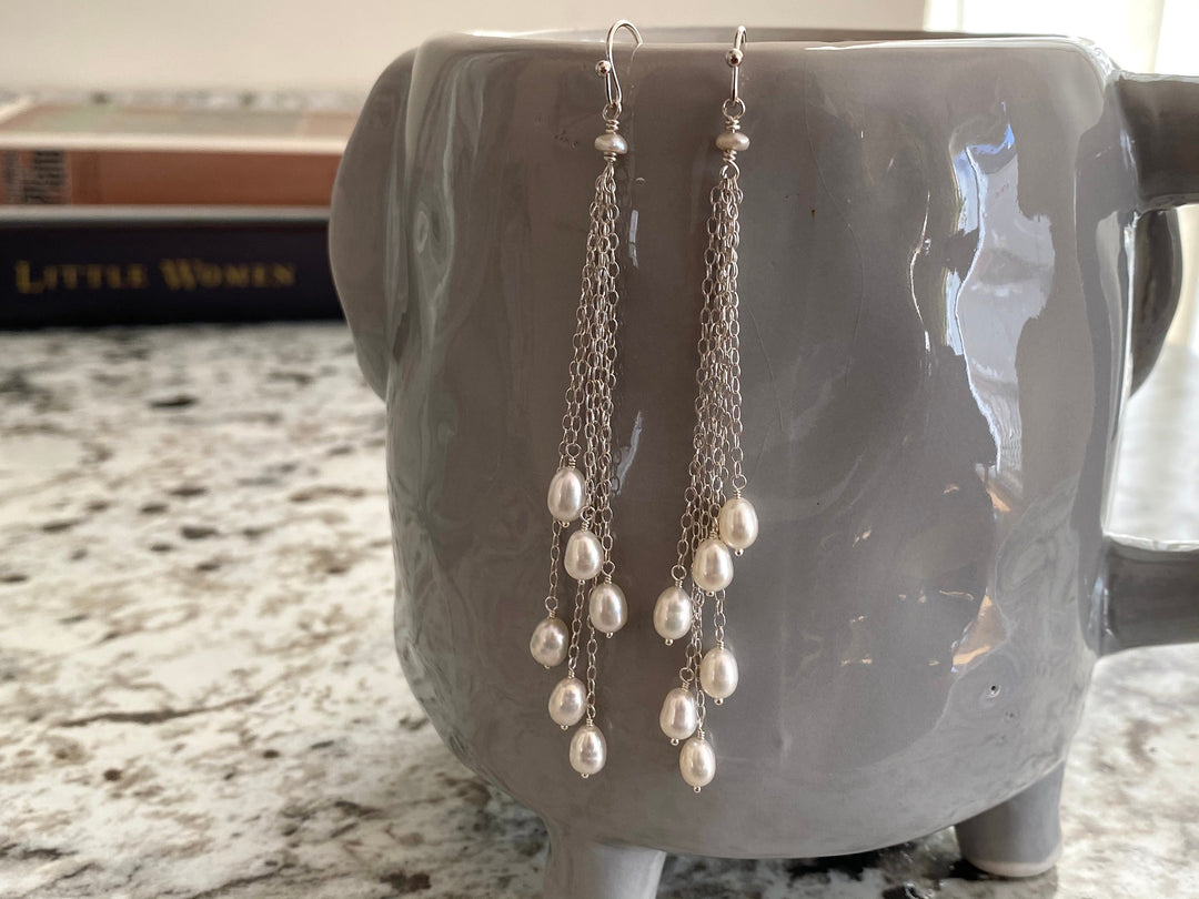 Rice Pearl Long Earrings