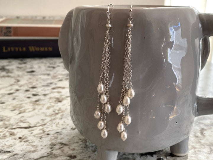 Rice Pearl Long Earrings
