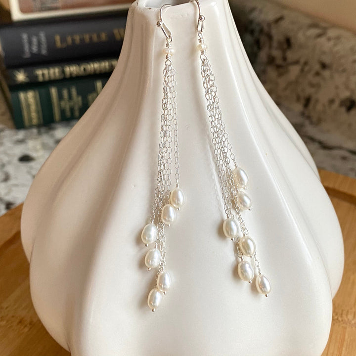 Rice Pearl Long Earrings