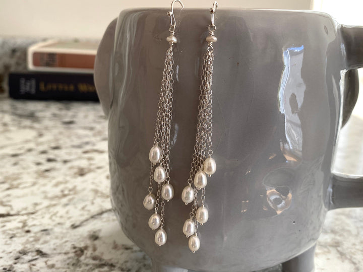 Rice Pearl Long Earrings