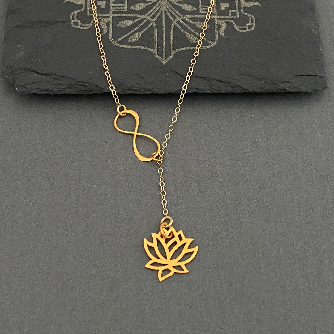 Infinity and Lotus flower necklace