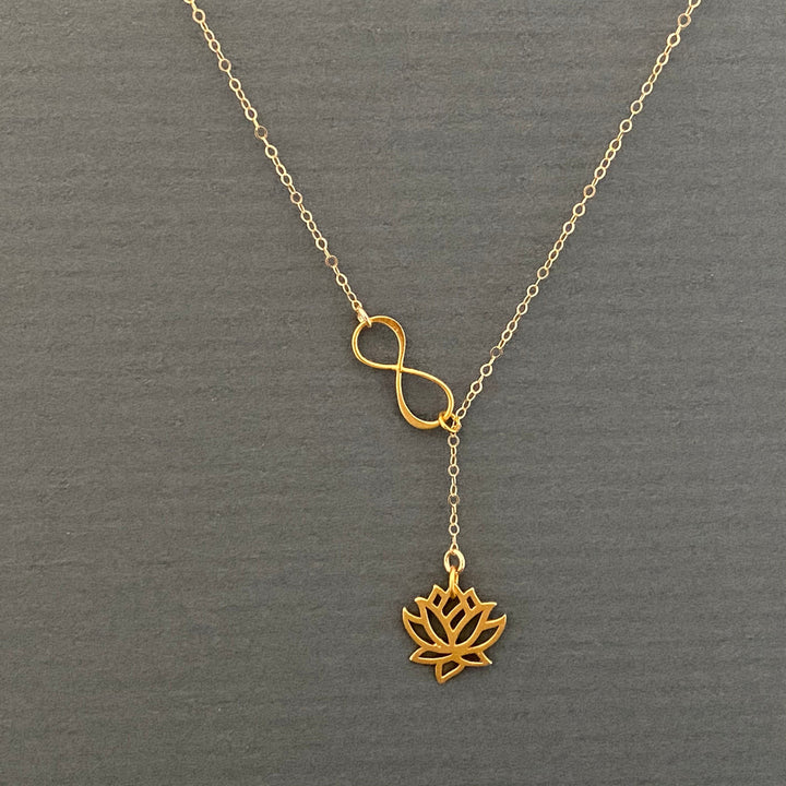 Infinity and Lotus flower necklace