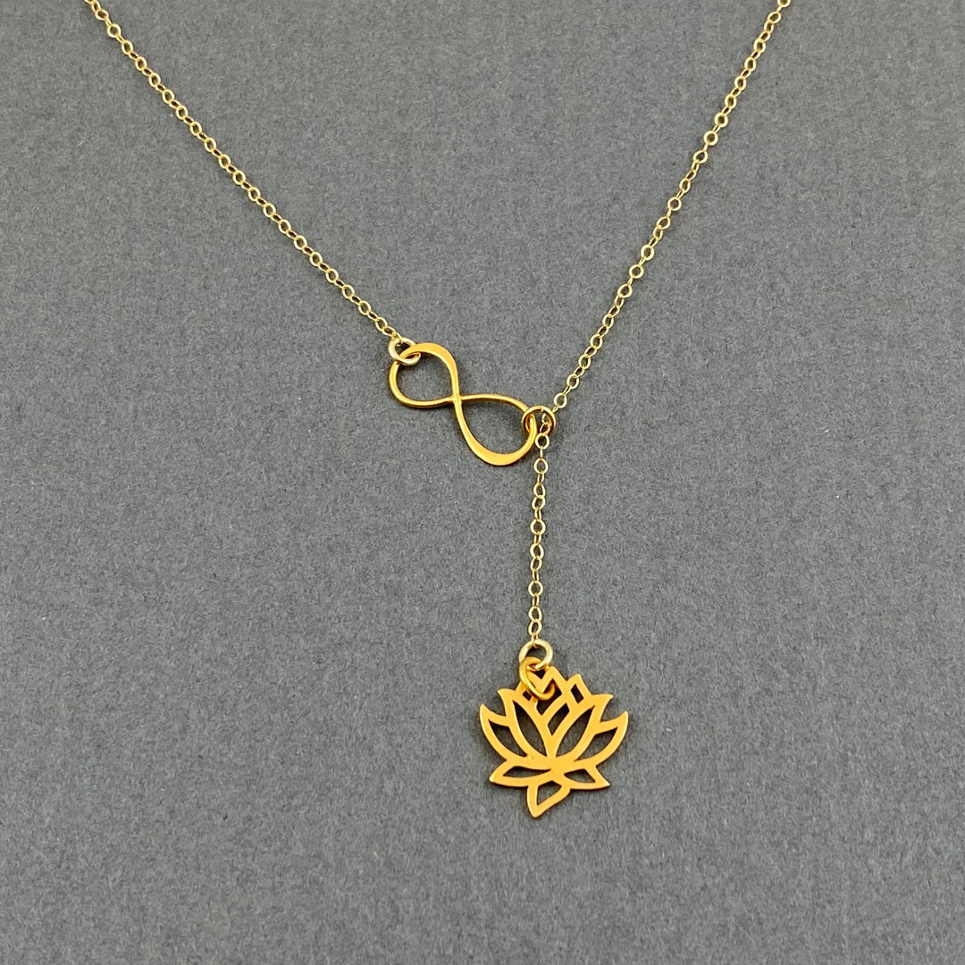 Infinity and Lotus flower necklace