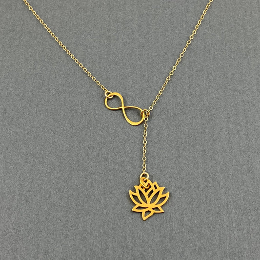 Infinity and Lotus flower necklace