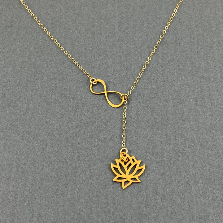 Infinity and Lotus flower necklace