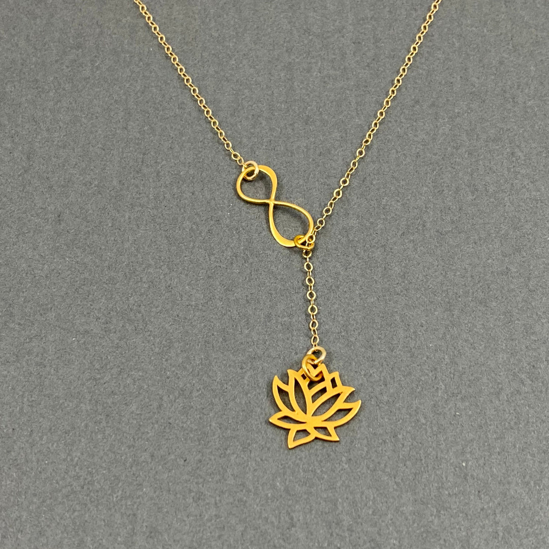 Infinity and Lotus flower necklace