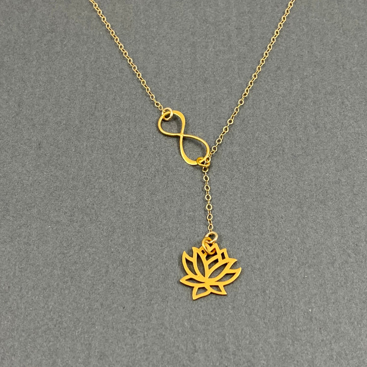 Infinity and Lotus flower necklace