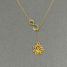 Load image into Gallery viewer, Infinity and Lotus flower necklace
