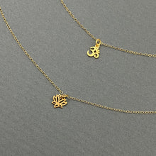 Load image into Gallery viewer, Om and Lotus flower layering necklaces, Yoga Jewelry, Spiritual Jewelry, layered necklace, om necklace
