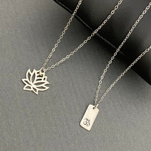 Load image into Gallery viewer, Om and Lotus flower layered necklaces, Om Lotus layering Necklaces, Yoga Jewelry, Spiritual Jewelry, layered necklace, om necklace
