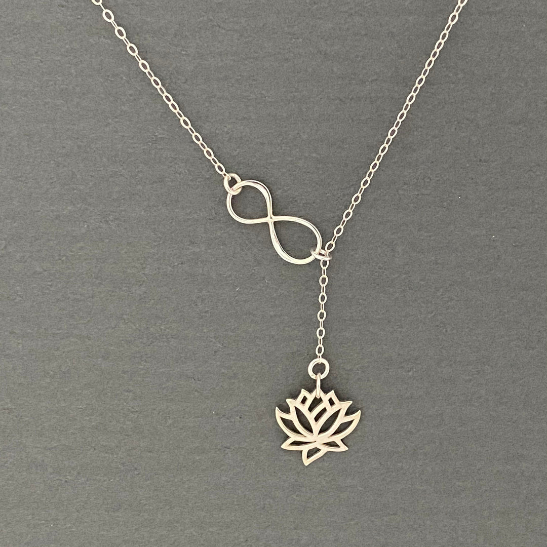 Infinity and Lotus flower necklace