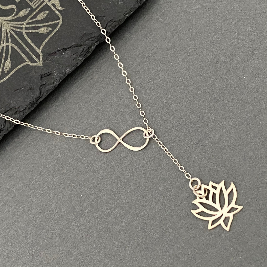 Infinity and Lotus flower necklace