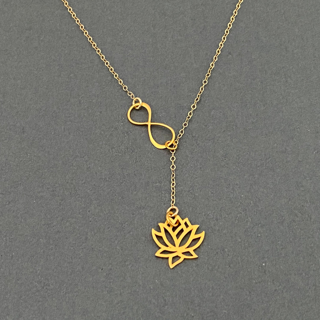 Infinity and Lotus flower necklace