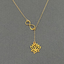 Load image into Gallery viewer, Infinity and Lotus flower necklace
