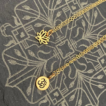 Load image into Gallery viewer, Om and Lotus flower layered necklaces
