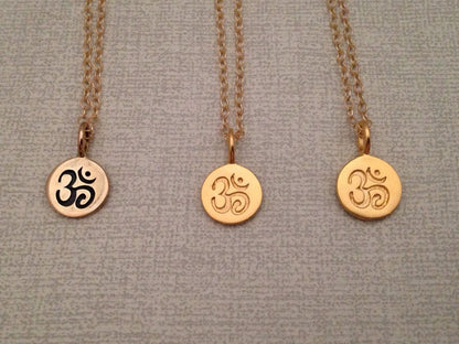 Tiny Gold Om Pendant,Ohm,Aum,Spiritual Jewelry,Yoga Jewelry,Outdoors,Modern Jewelry,Namaste,Meditation,mindfulness,ohm necklace,om necklace,