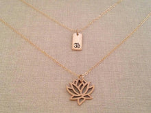 Load image into Gallery viewer, Ohm and lotus layered necklace set
